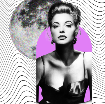 retro woman in front of a moon retro woman in front of a moon